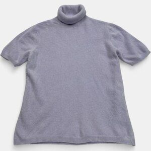 Bellina Women's Purple Lavender Cashmere Wool Sweater Short Sleeve Turtle Neck M
